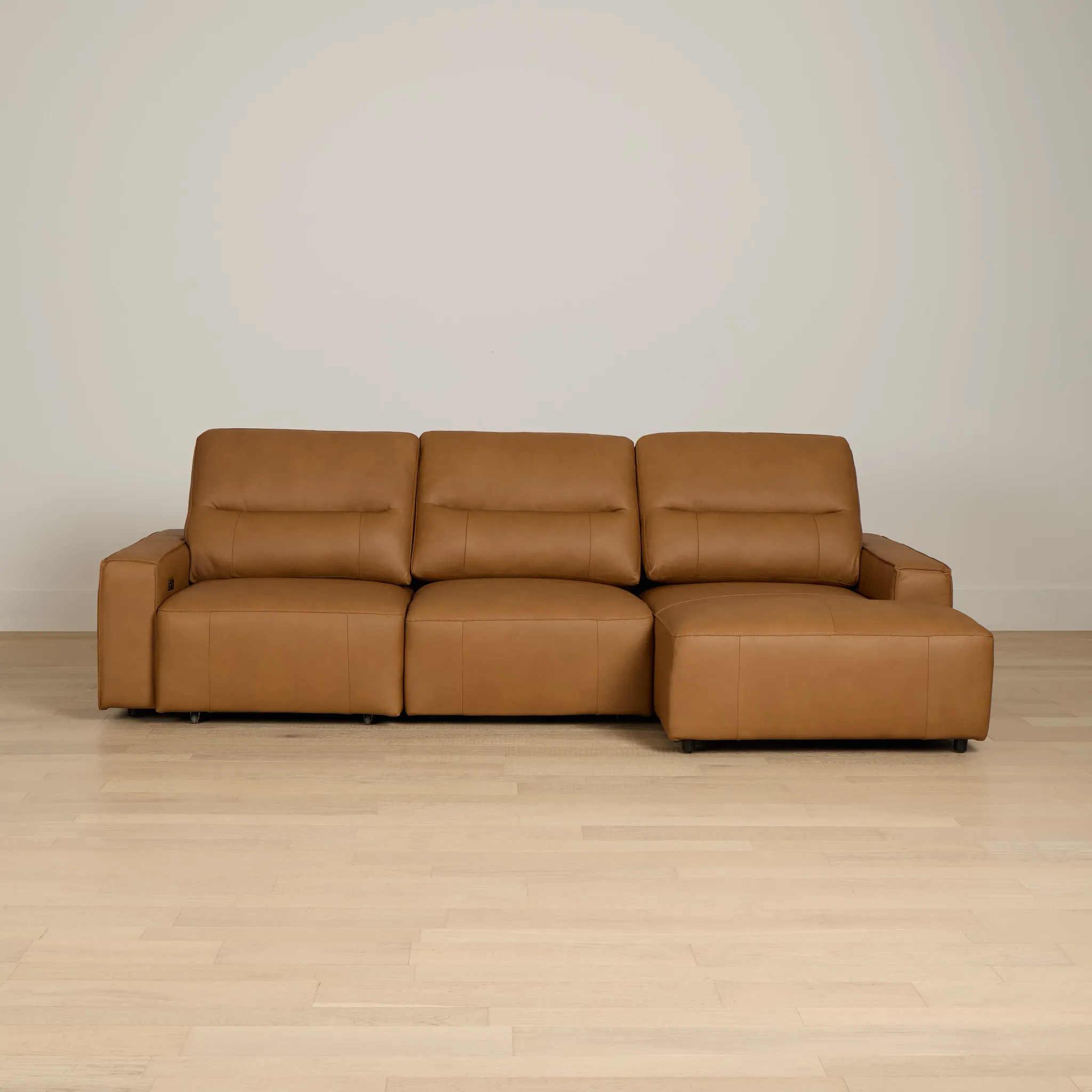 Rudy Brown Lthr/vinyl Right Power Extension Chaise Sectional