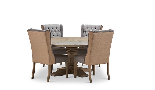 Hadlow Gray 72" Table & 4 Tufted Chairs