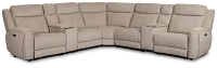 Walker Beige Fabric Large Dual Power Reclining Two-arm Sectional