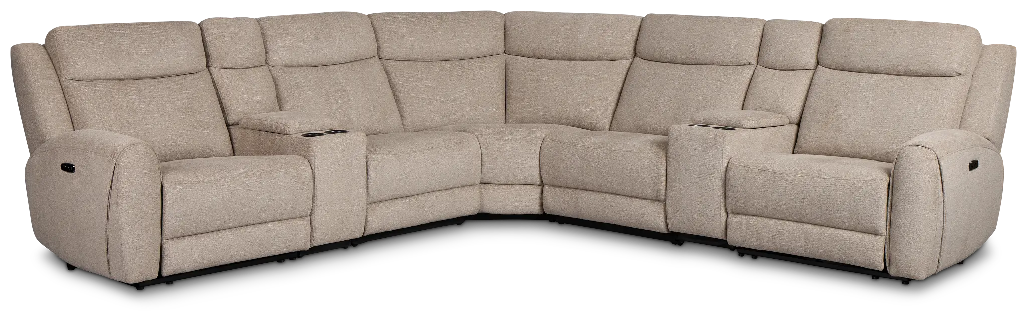 Walker Beige Fabric Large Dual Power Reclining Two-arm Sectional Walker Beige Fabric Large Dual Power Reclining Two-arm Sectional