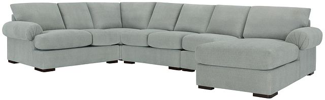 Belair Light Blue Fabric Large Right Chaise Sectional