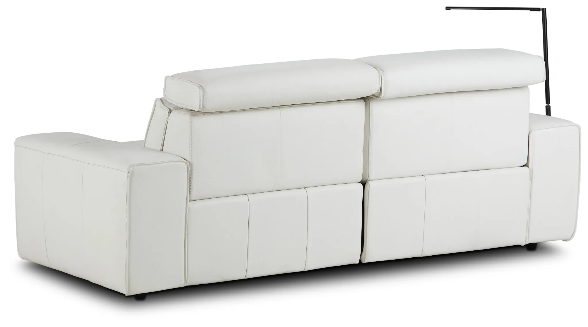 Carmelo White Leather Power Reclining Sofa With Left Table