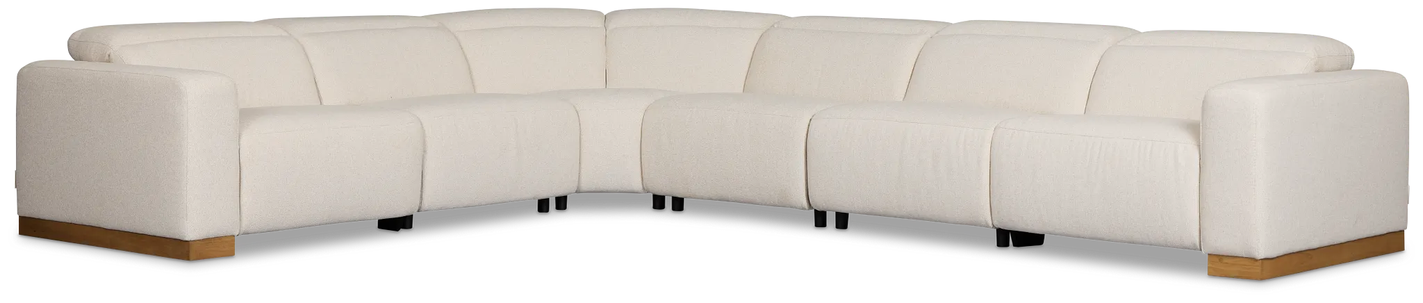 Leona Light Beige Fabric Medium Dual Power 2-arm Reclining Sectional