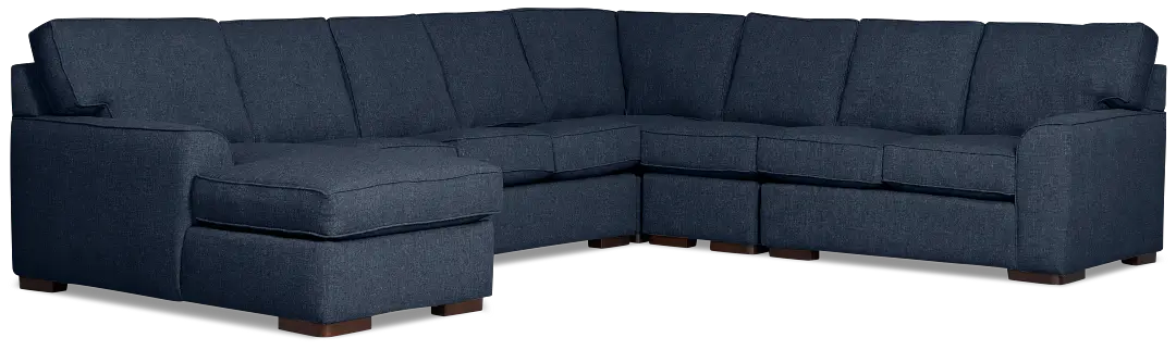 Sinclair Dark Blue Fabric Left Chaise Innerspring Sleeper Sectional Sinclair Dark Blue Fabric Left Chaise Innerspring Sleeper Sectional