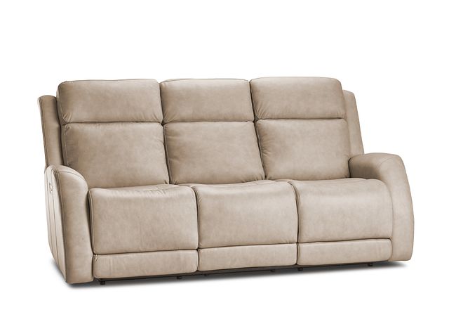 Rawlings Taupe Leather Power Reclining Sofa (1)