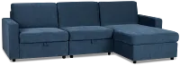 Addie Blue Fabric Right Chaise Storage Sectional