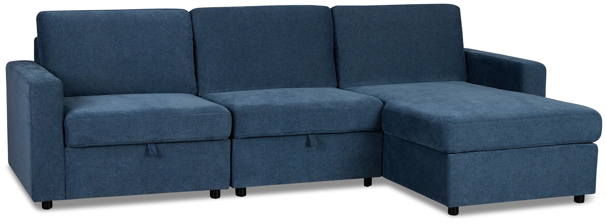 Addie Blue Fabric Right Chaise Storage Sectional