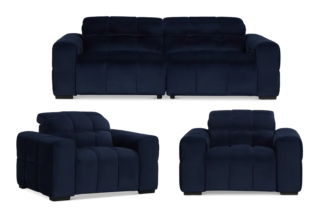 Gemma Navy Velvet Power Reclining Living Room Gemma Navy Velvet Power Reclining Living Room
