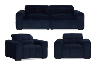 Gemma Navy Velvet Power Reclining Living Room