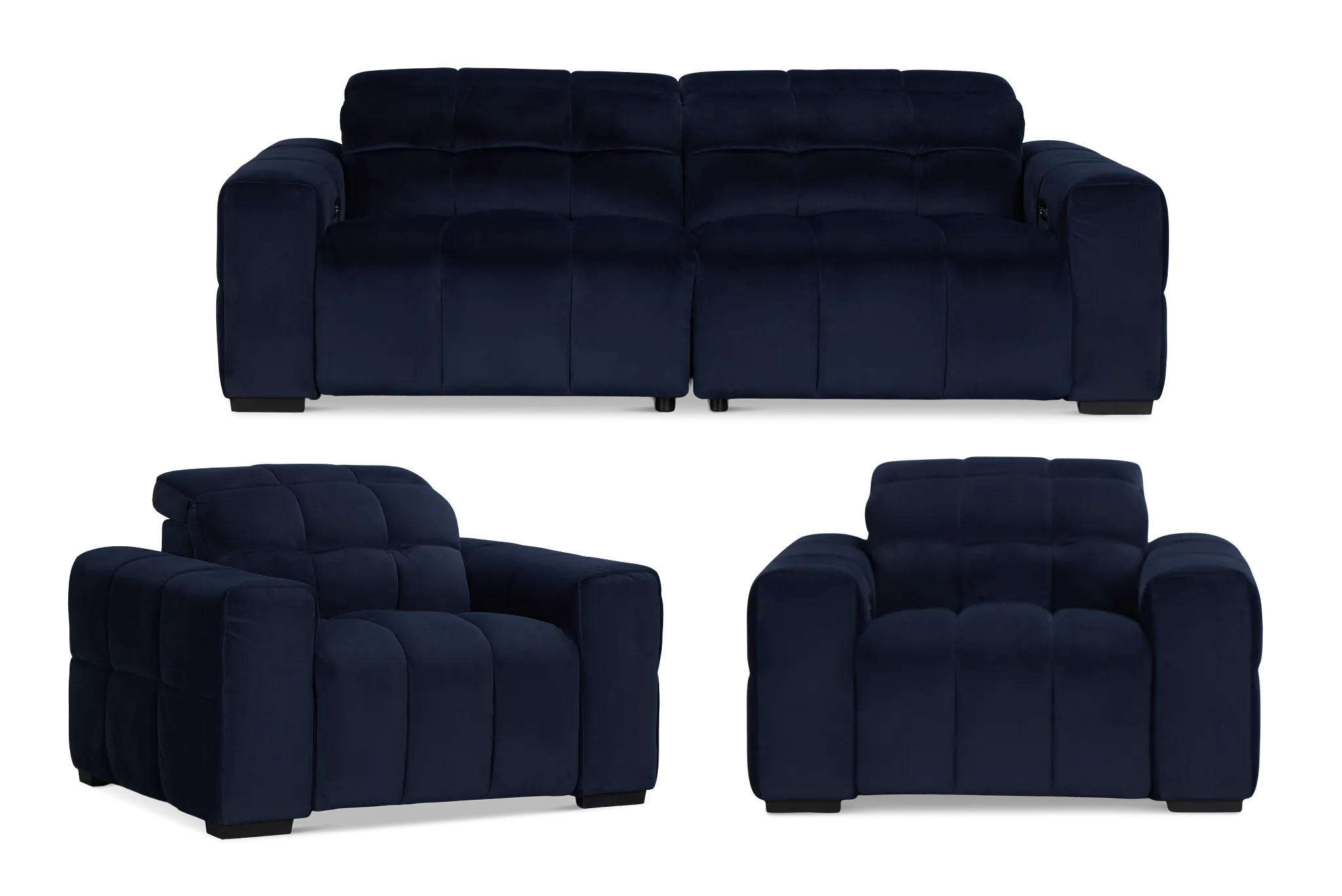 Gemma Navy Velvet Power Reclining Living Room