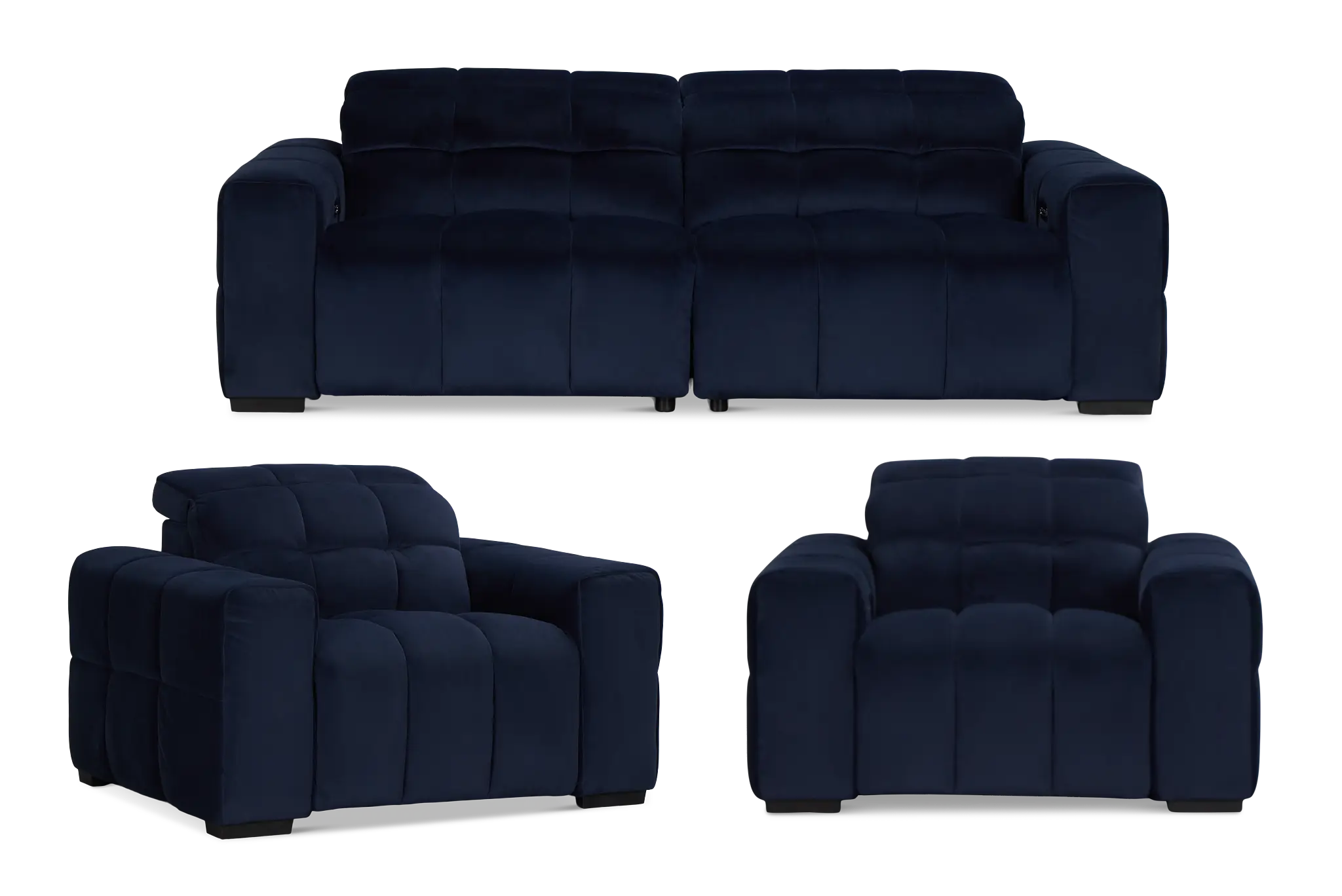 Gemma Navy Velvet Power Reclining Living Room Gemma Navy Velvet Power Reclining Living Room