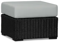 Montecito Black Small Ottoman With Light Blue Cushions