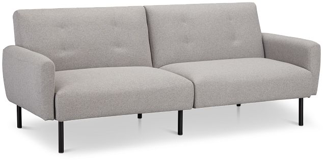 Denali Light Gray Fabric Sofa Futon