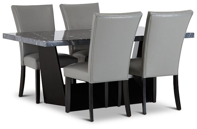 Auburn Dark Gray Rect Table & 4 Gray Upholstered Chairs