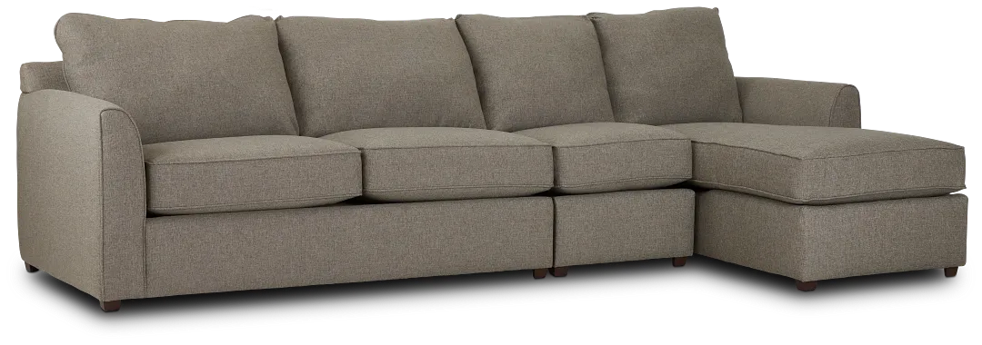 Asheville Brown Fabric Small Right Chaise Sectional