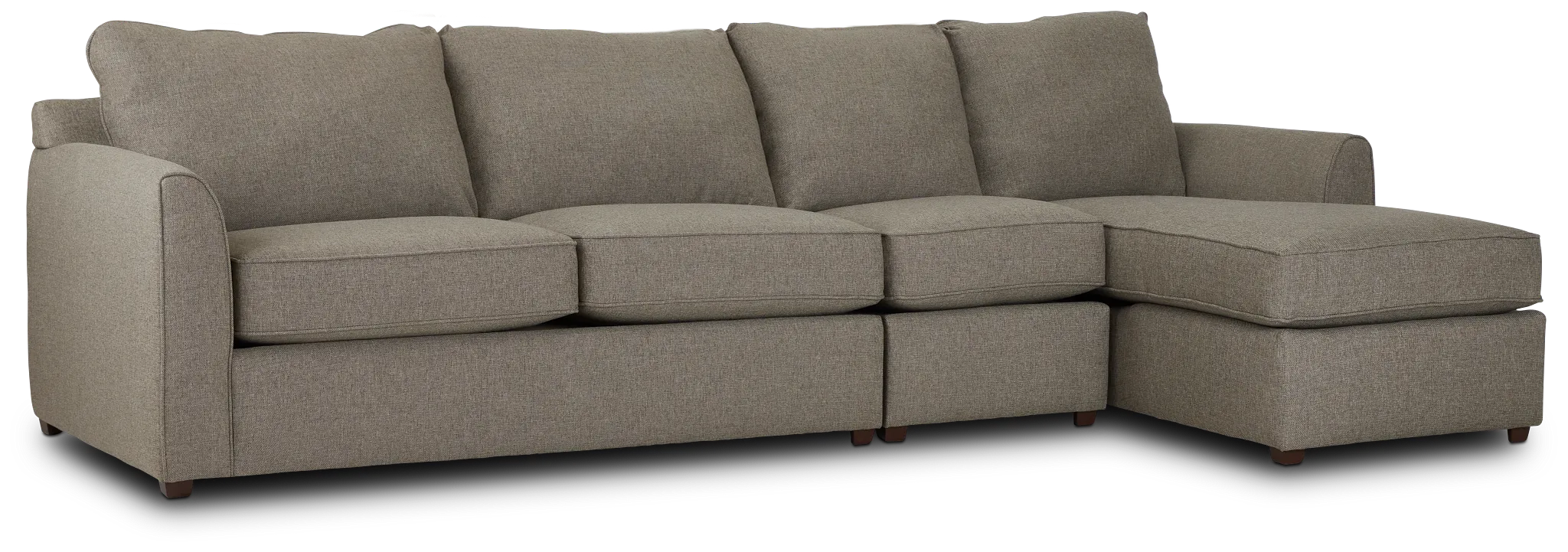 Asheville Brown Fabric Small Right Chaise Sectional