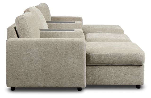 Addie Gray Fabric 6-piece Home Theater With Storage Consoles
