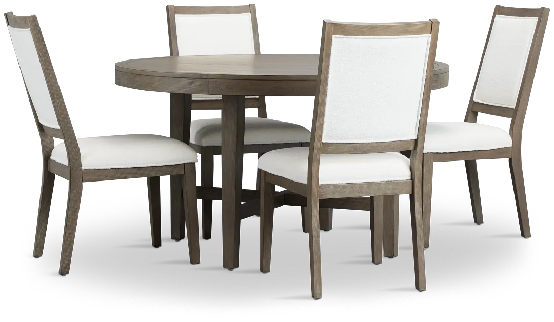 Alden Gray Round Table & 4 Chairs