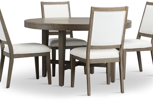 Alden Gray Round Table & 4 Chairs