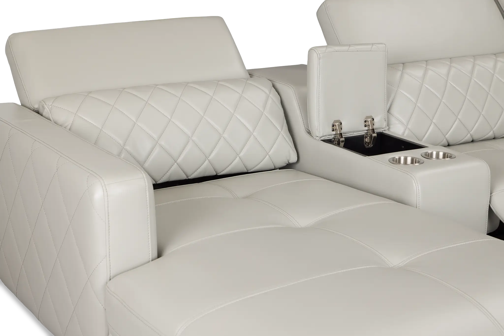 Ava Light Gray Micro Small Dual Power Left Chaise Sectional Ava Light Gray Micro Small Dual Power Left Chaise Sectional