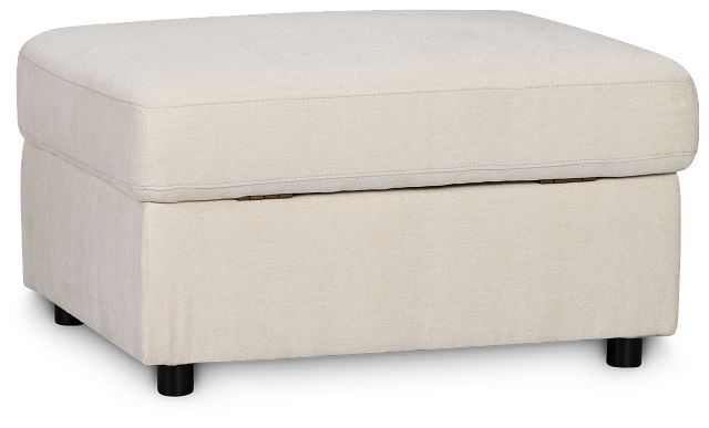 Addie Beige Fabric Storage Ottoman