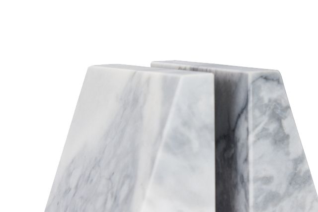 Ludo White Marble Bookends