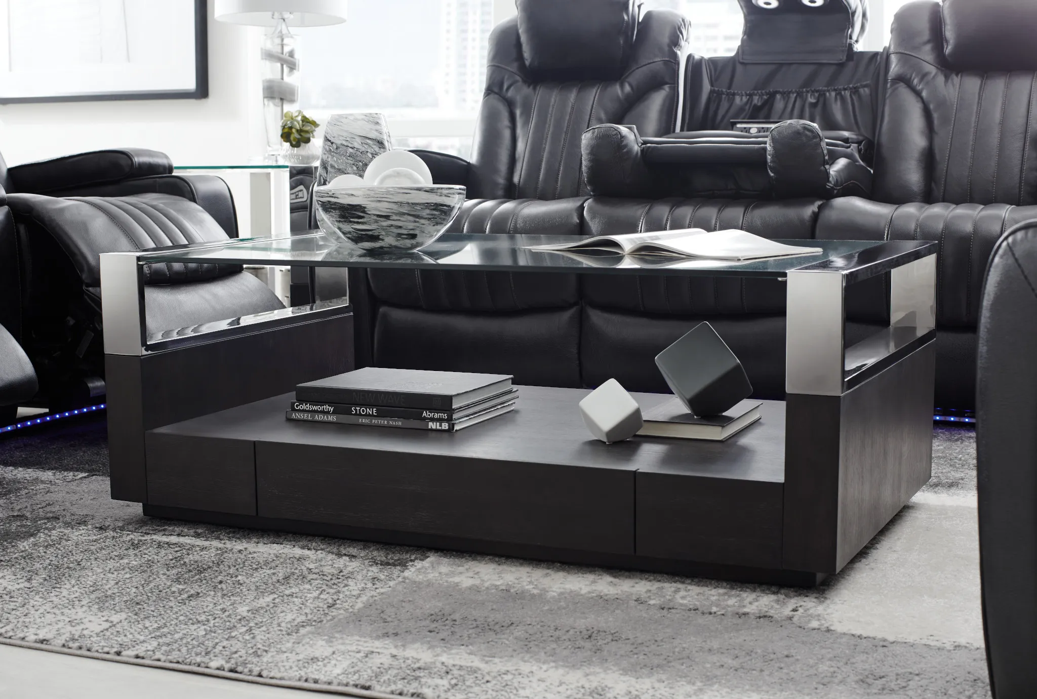 Remus Dark Tone Storage Rectangular Coffee Table