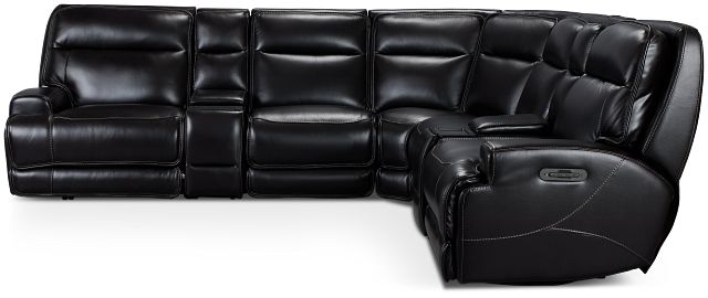 Casey Black Lthr/vinyl Large Triple Power Reclining Two-arm Sectional