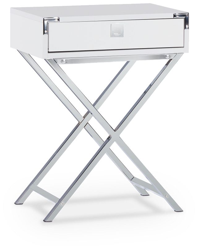 Erie White Chrome Nightstand