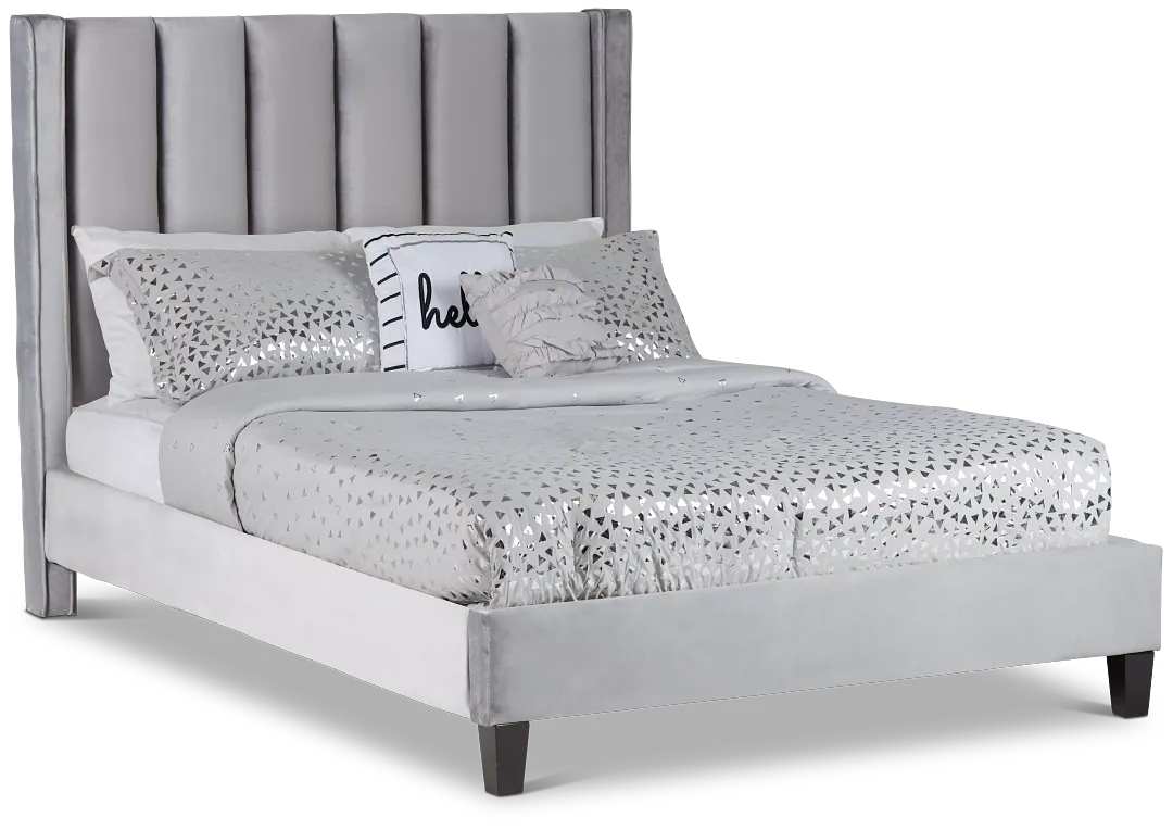 Audrey Dark Gray Velvet Platform Bed