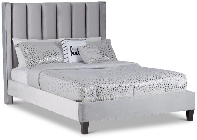 Audrey Dark Gray Velvet Platform Bed