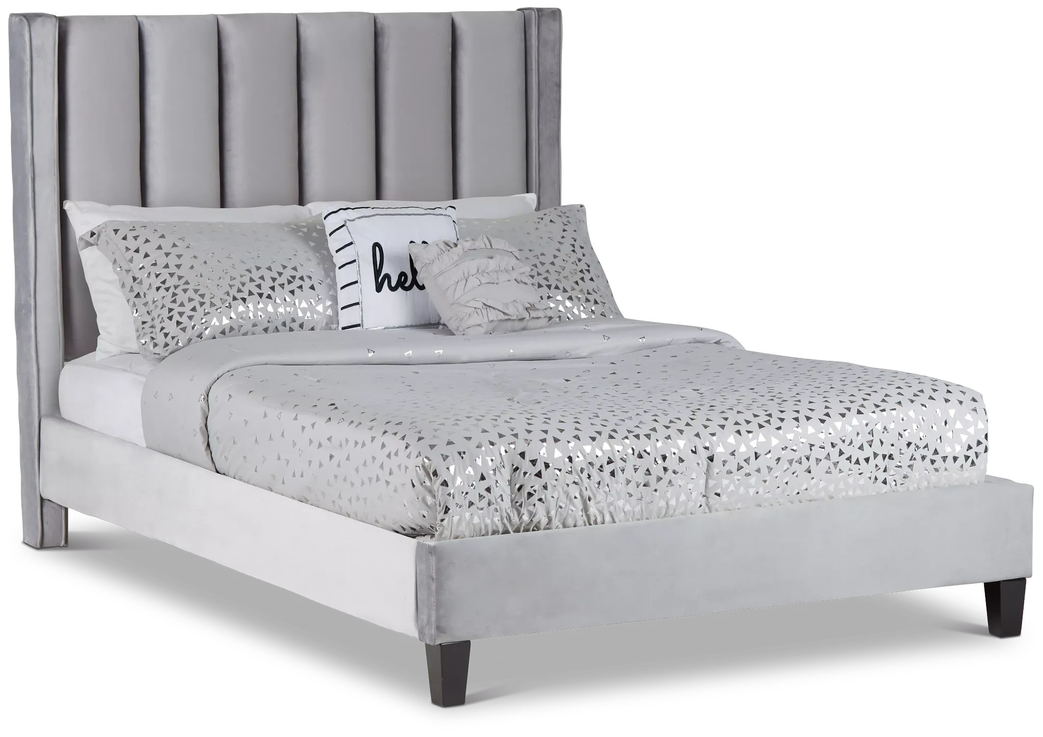 Audrey Dark Gray Velvet Platform Bed