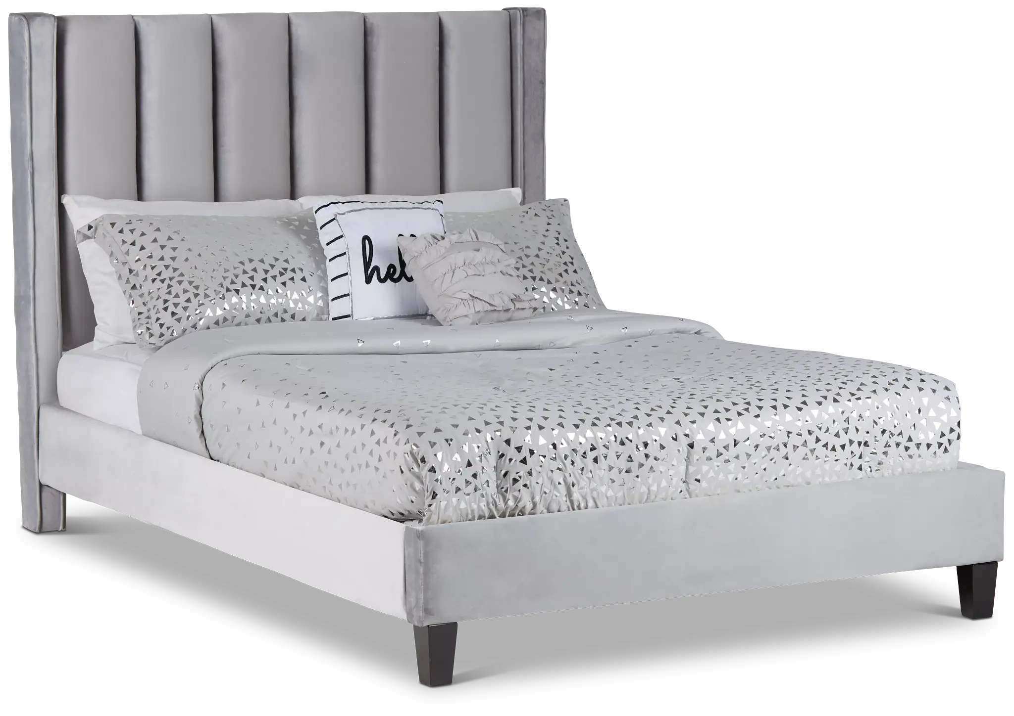 Audrey Dark Gray Velvet Platform Bed Audrey Dark Gray Velvet Platform Bed