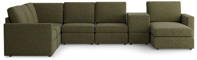Citymod Green Fabric Large Right Chaise Sectional With Storage Console