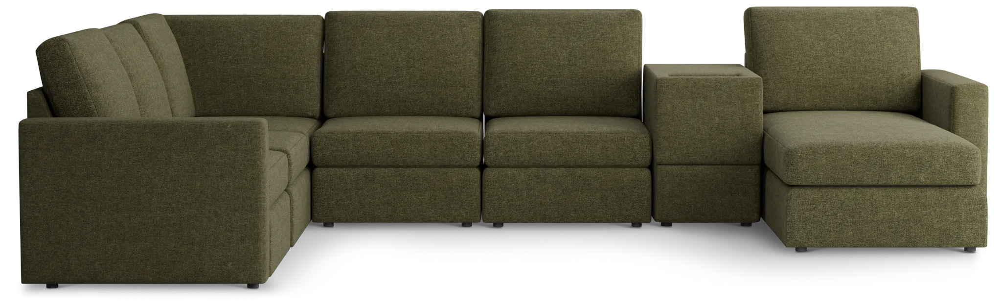Citymod Green Fabric Large Right Chaise Sectional With Storage Console