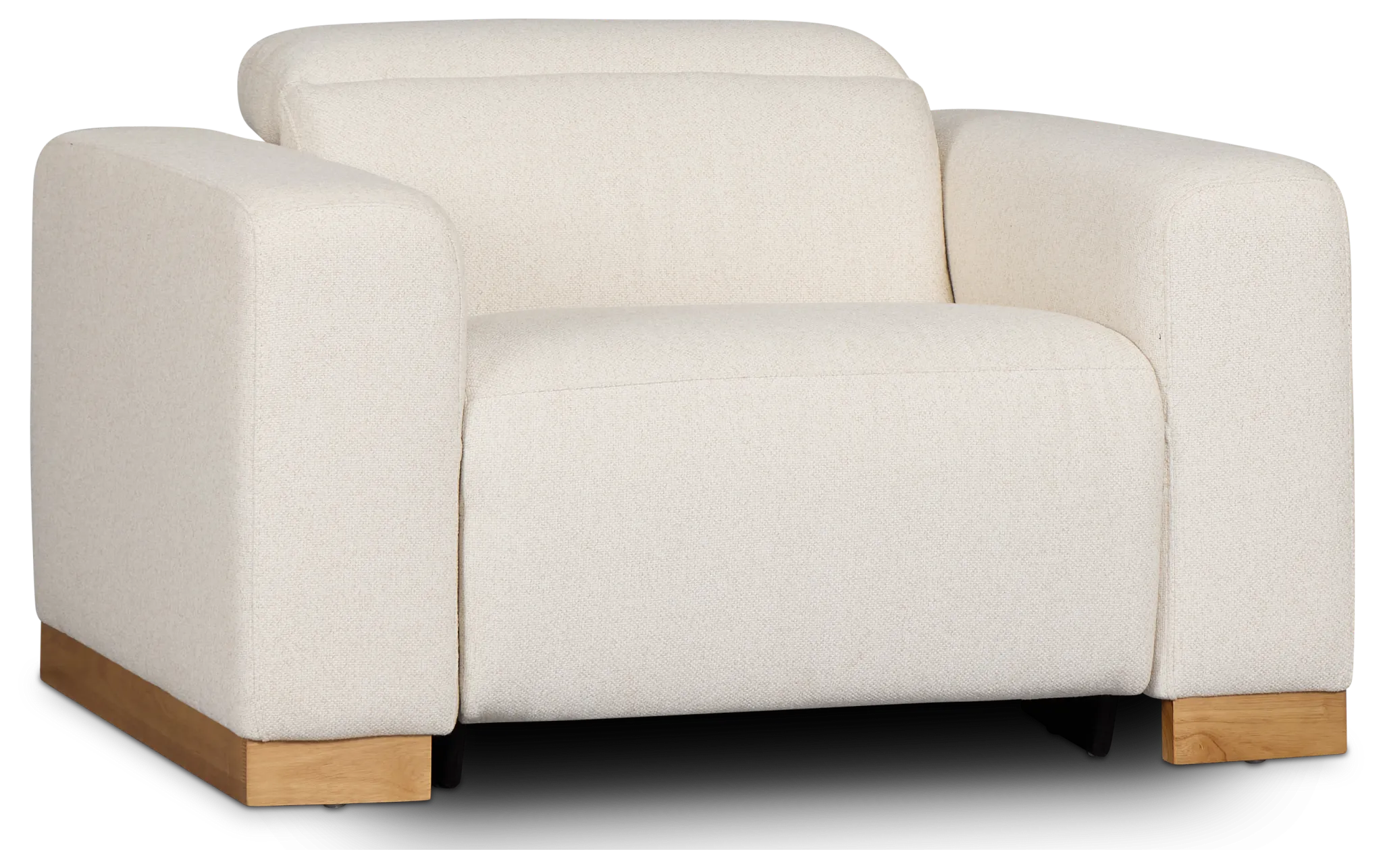 Leona Light Beige Fabric Power Recliner With Power Headrest