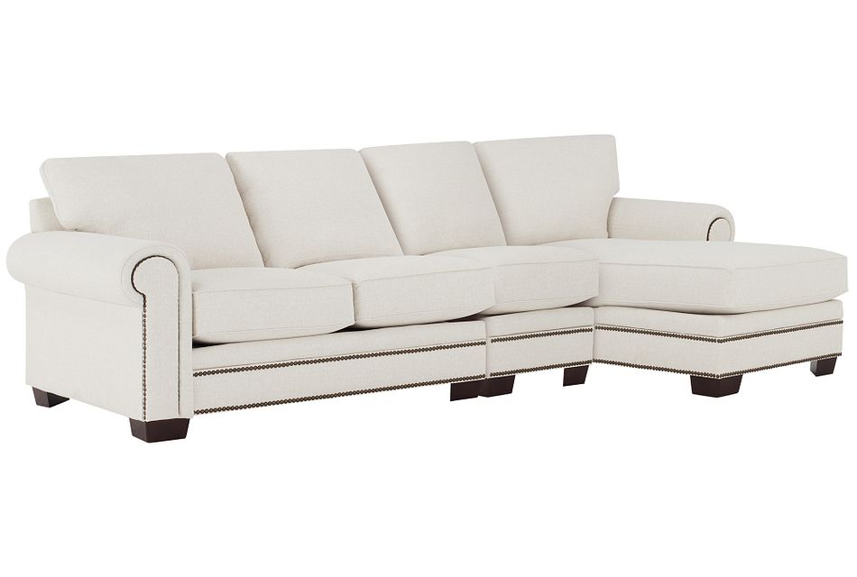 Foster White Fabric Small Right Chaise Sectional White Fabric Small Right Chaise Sectional