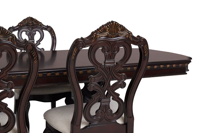 Vigo Dark Tone Rect Table & 4 Wood Chairs