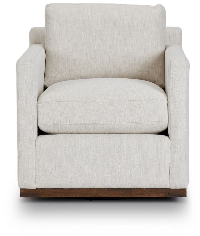 Mckenzie White Fabric Swivel Accent Chair (2)