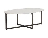 Risa White Marble Oval Coffee Table