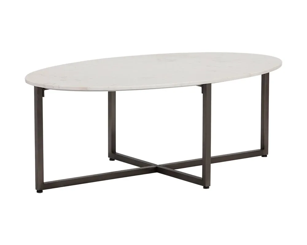 Risa White Marble Oval Coffee Table