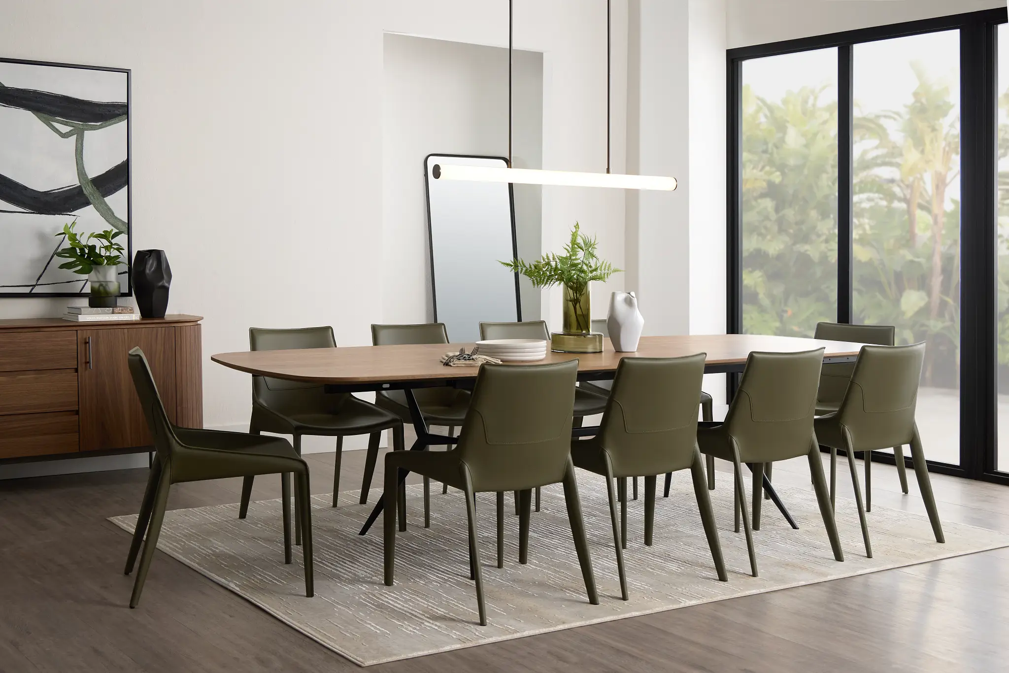 Margo Two-tone Rectangular Table & 4 Dark Green Upholstered Chair Margo Two-tone Rectangular Table & 4 Dark Green Upholstered Chair