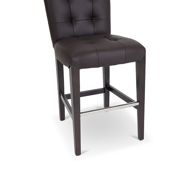 Shelby Dark Brown Micro 24" Upholstered Barstool