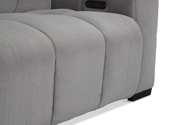 Gemma Light Gray Velvet Medium Triple Power 2-arm Sectional
