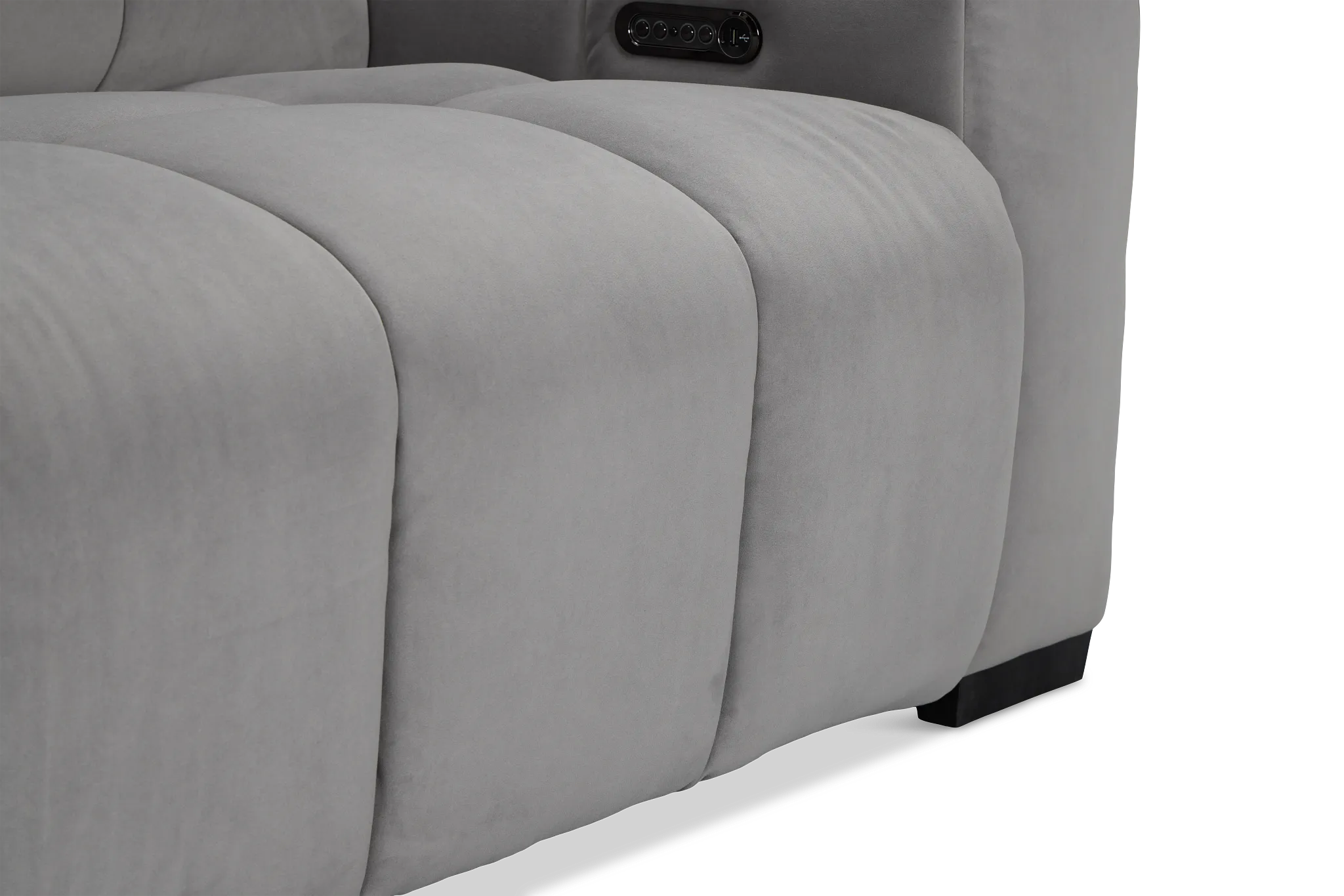 Gemma Light Gray Velvet Medium Triple Power 2-arm Sectional