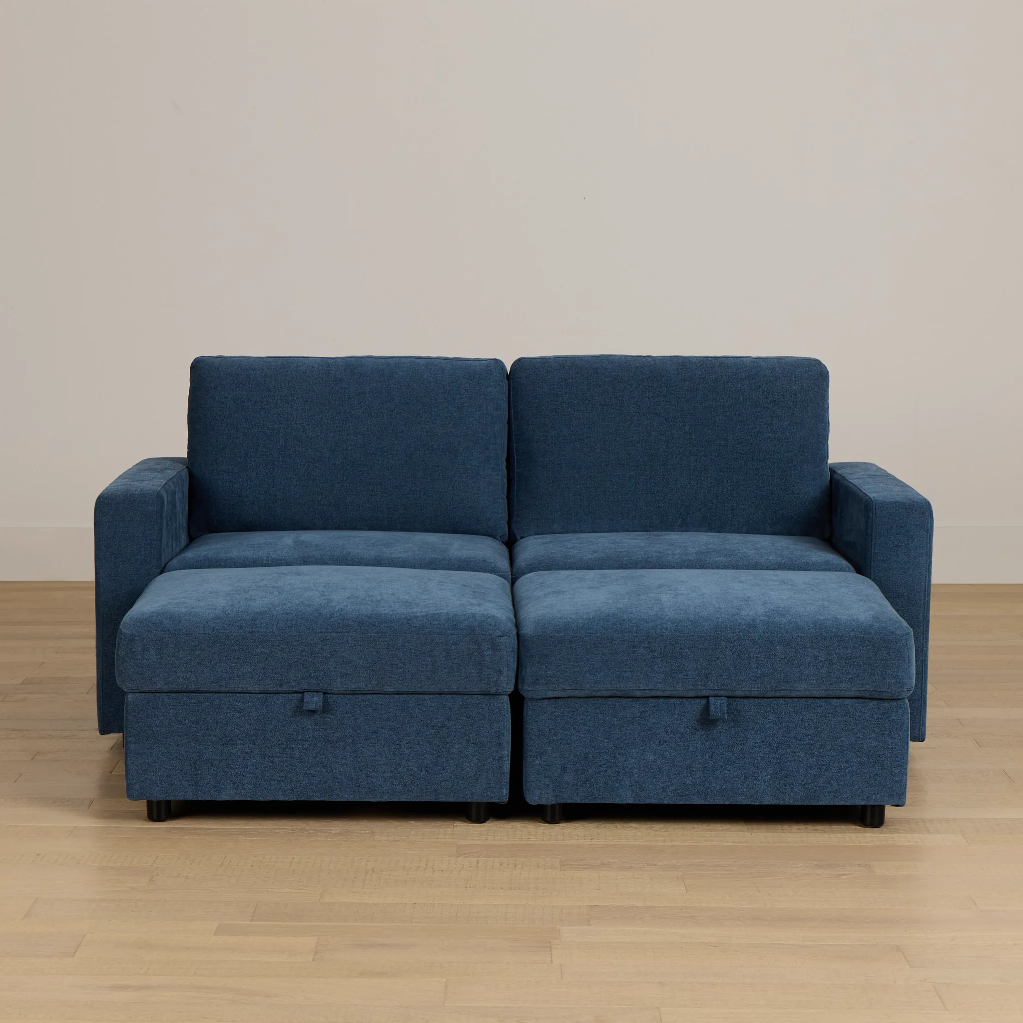 Addie Blue Fabric 4-piece Pit Storage Sectional