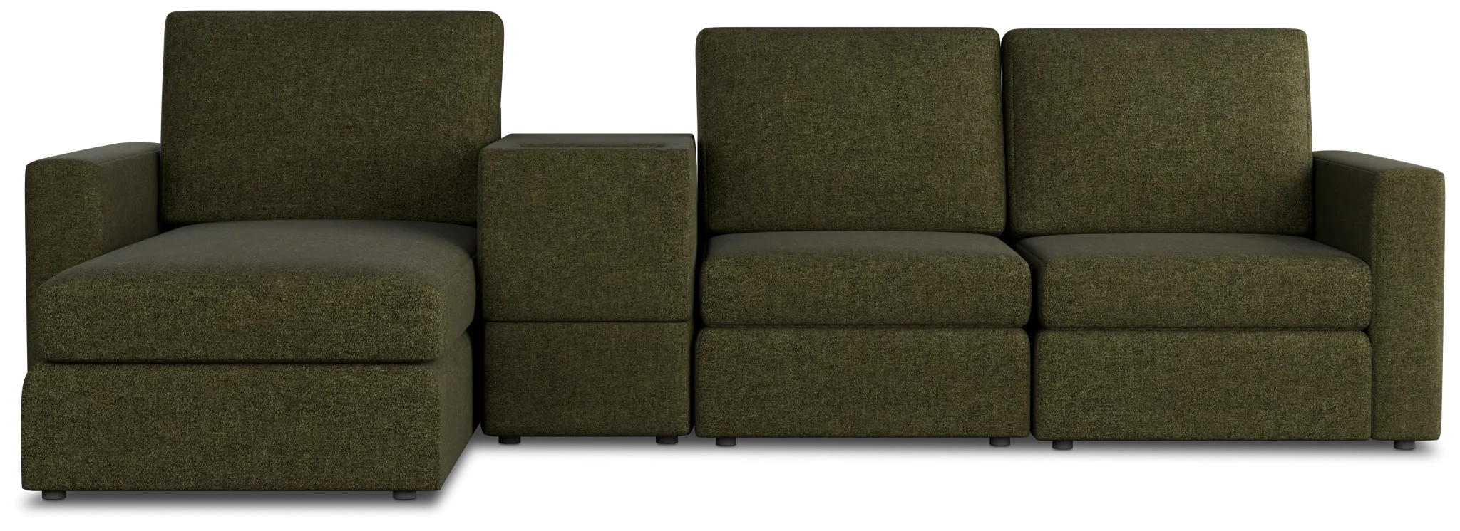 Citymod Green Fabric Small Left Chaise Sectional With Media Console