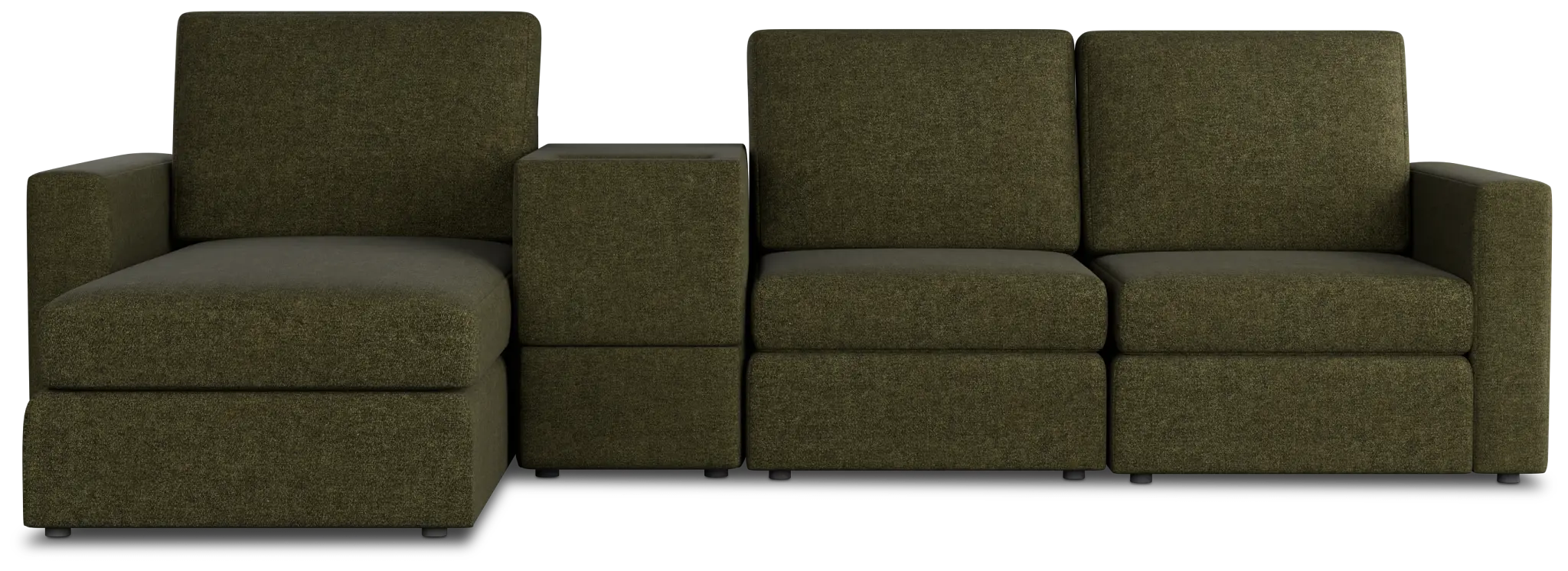 Citymod Green Fabric Small Left Chaise Sectional With Media Console Citymod Green Fabric Small Left Chaise Sectional With Media Console