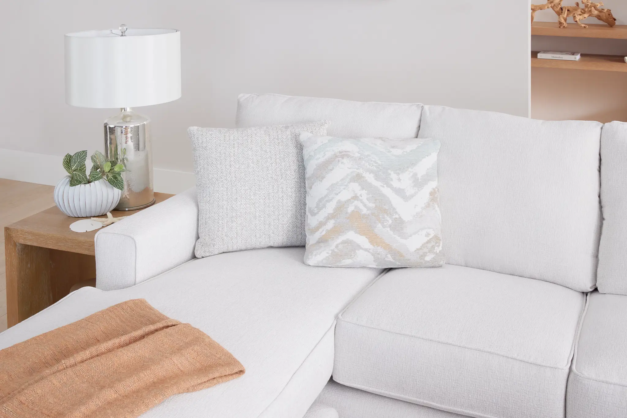 Avalon White Fabric Left Chaise Sectional Avalon White Fabric Left Chaise Sectional