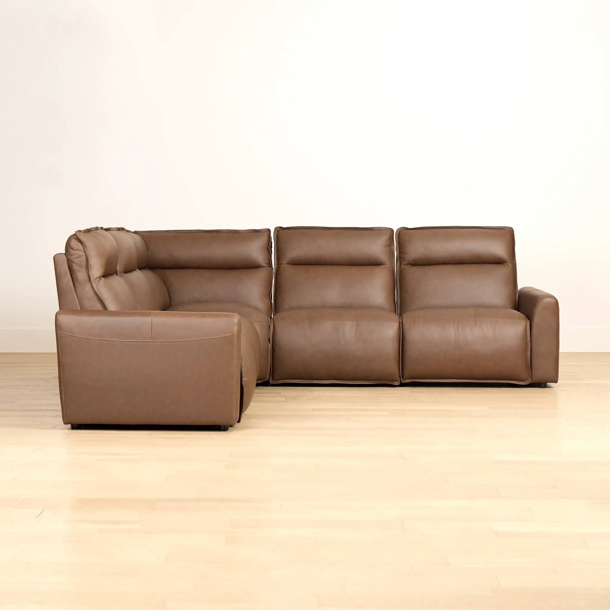Edison Dark Brown Leather/vinyl Small Triple Power Reclining 2-arm Sectional